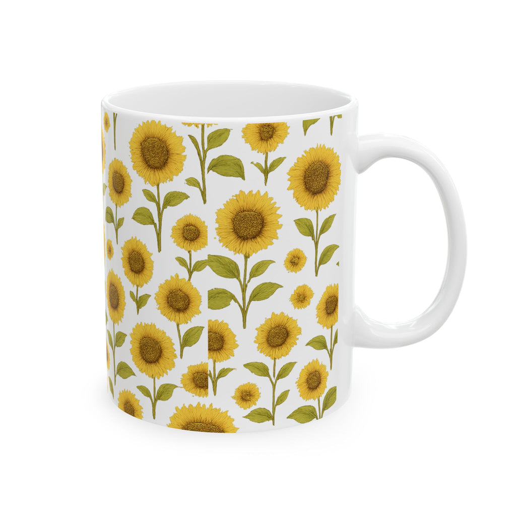 Vintage Sunflower Field Full Wrap Coffee Mug | Flowers Gift | Ceramic Mug