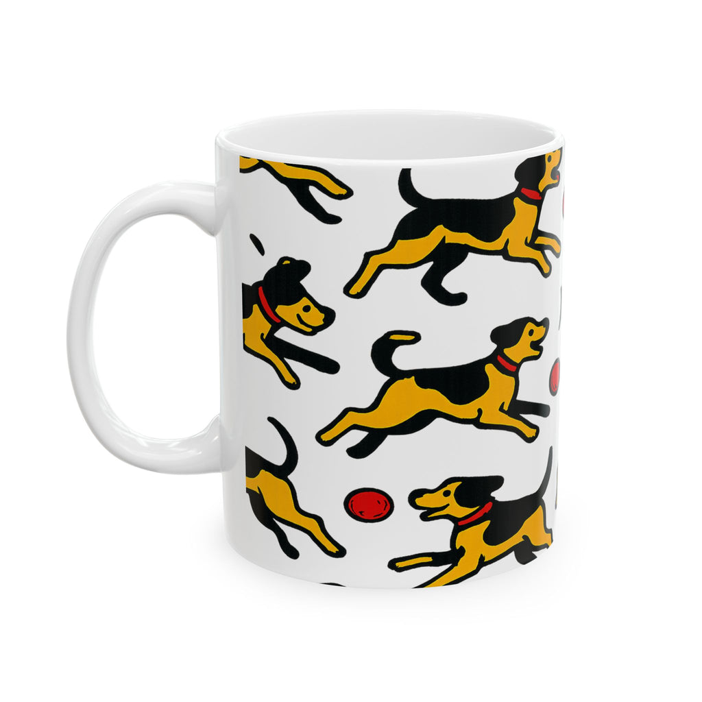 Bold Dogs Playing Fetch Full Wrap Coffee Mug | Dogs Gift | Ceramic Mug