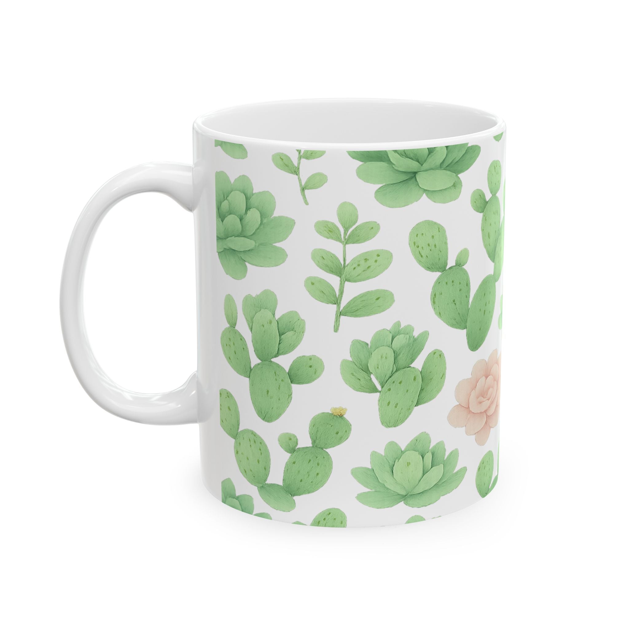 Watercolor Desert Garden Succulents Pattern Coffee Mug | Cactus Lover Gift | Ceramic Mug