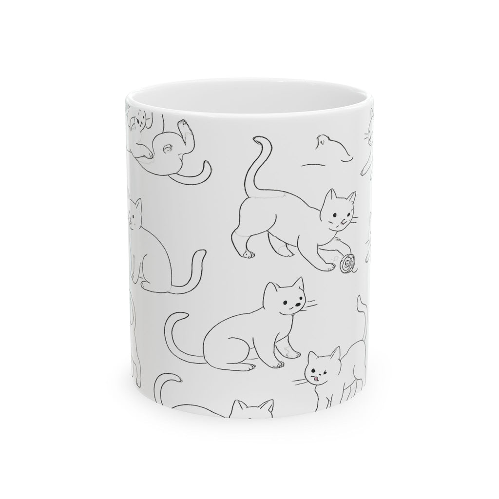 Delicate Playful Cats Full Wrap Coffee Mug | Cats Gift | Ceramic Mug