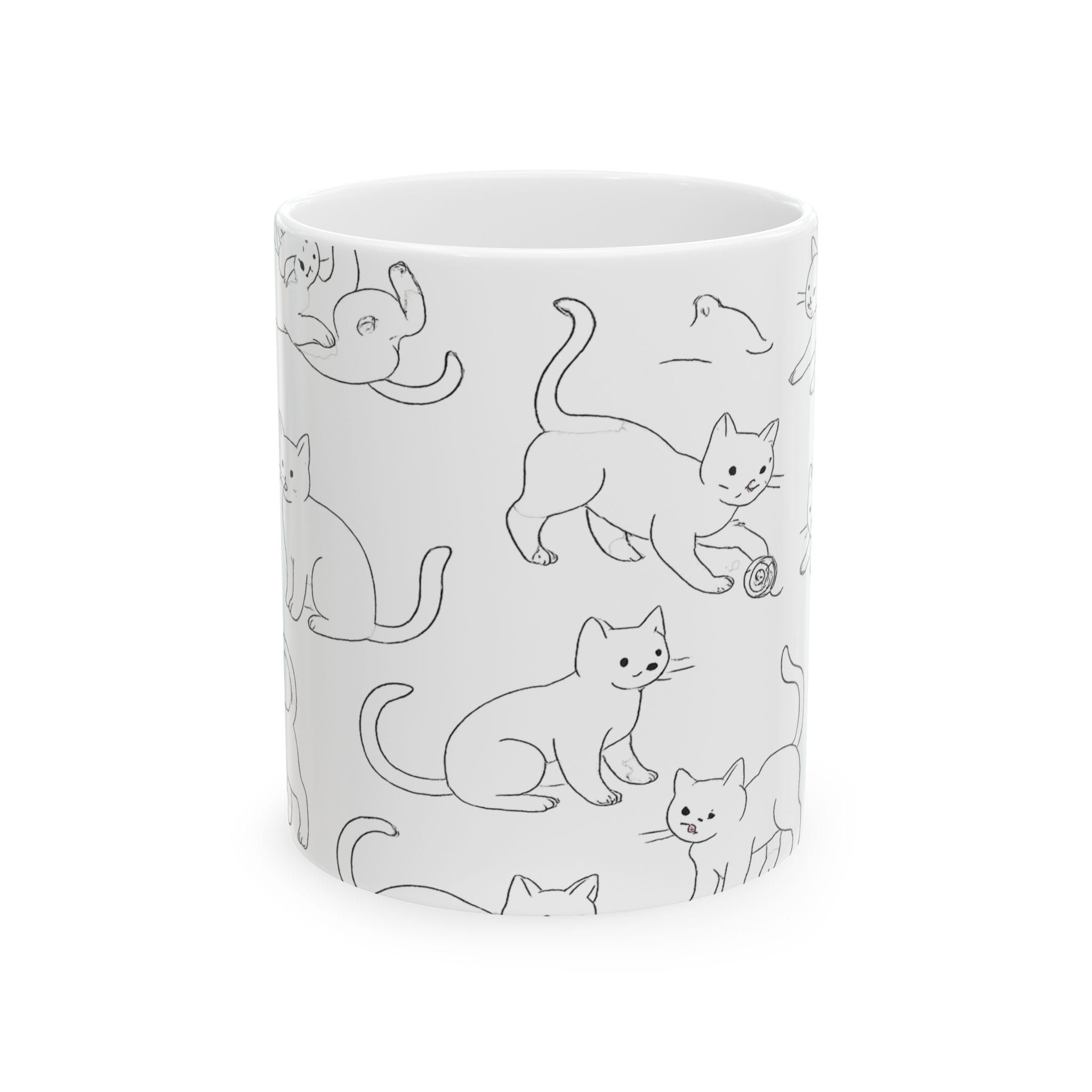 Delicate Playful Cats Full Wrap Coffee Mug | Cats Gift | Ceramic Mug