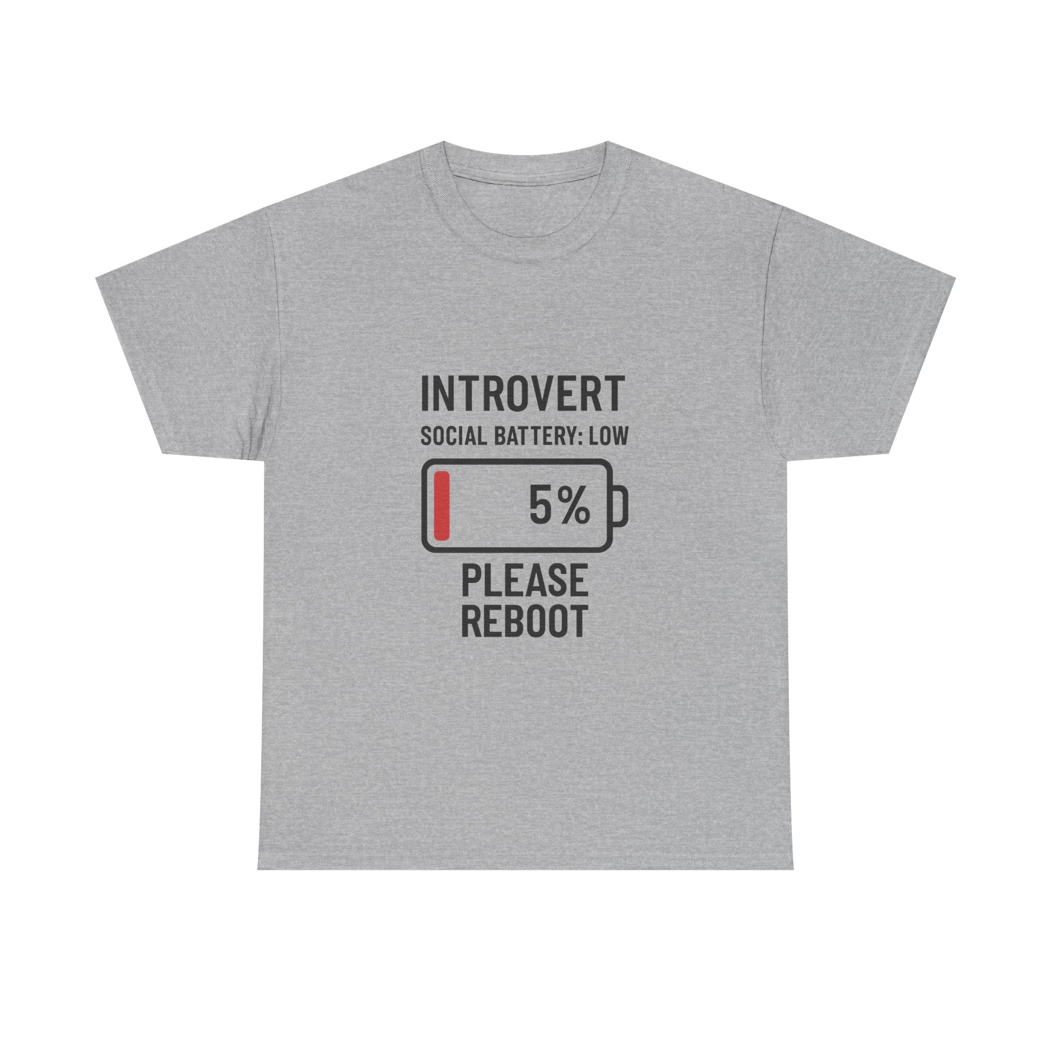 Introvert Social Battery Low Please Reboot T-Shirt | Unique Gift | Graphic Tee