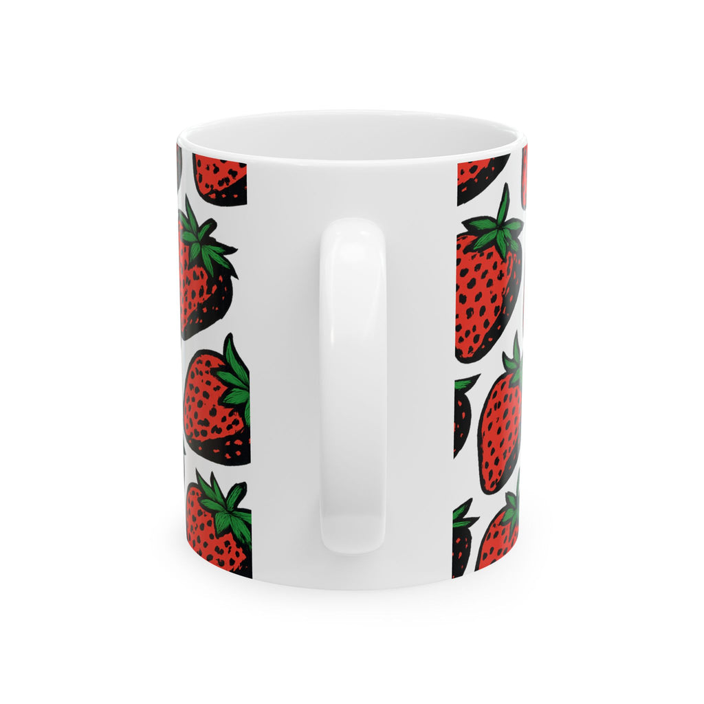 Bold Strawberries Full Wrap Coffee Mug | Fruit Gift | Ceramic Mug