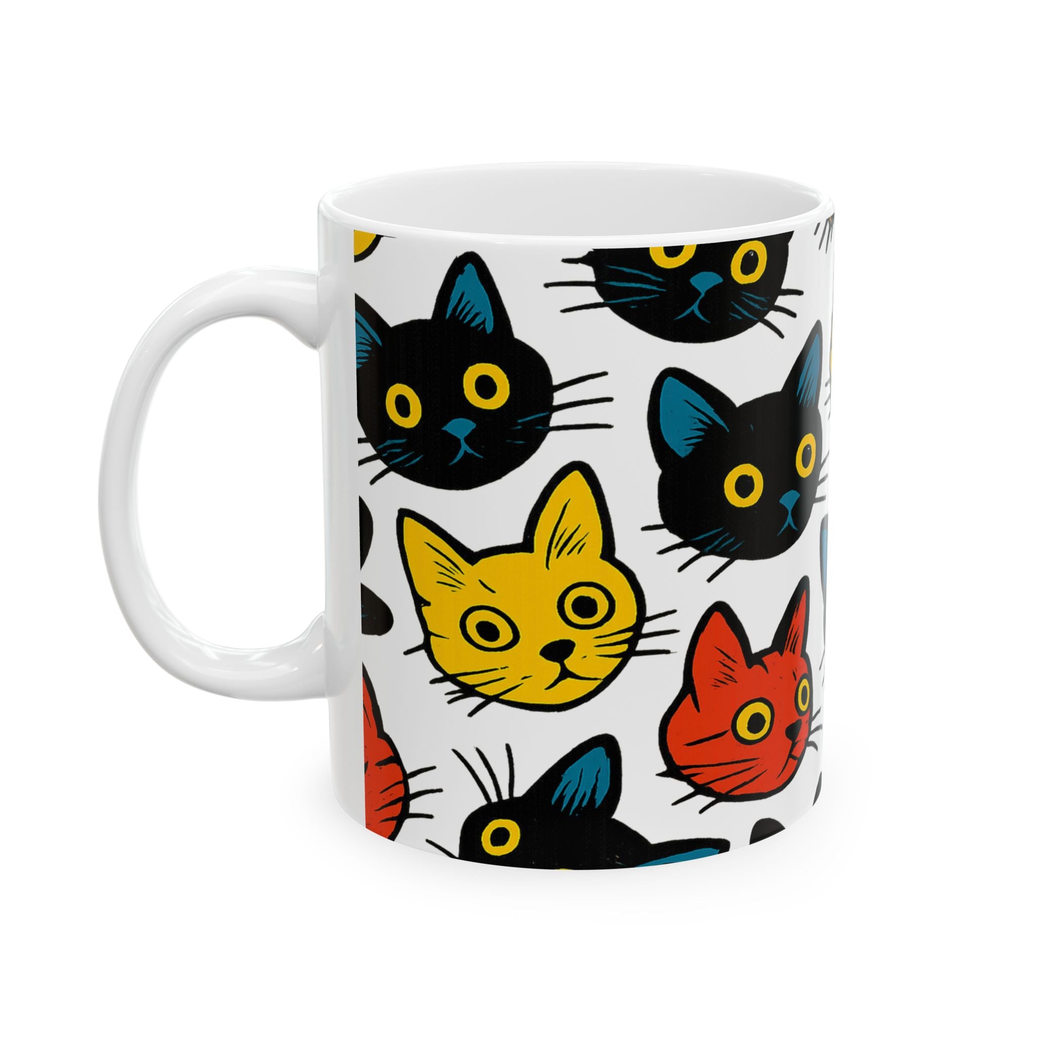 Bold Curious Cats Full Wrap Coffee Mug | Cats Gift | Ceramic Mug