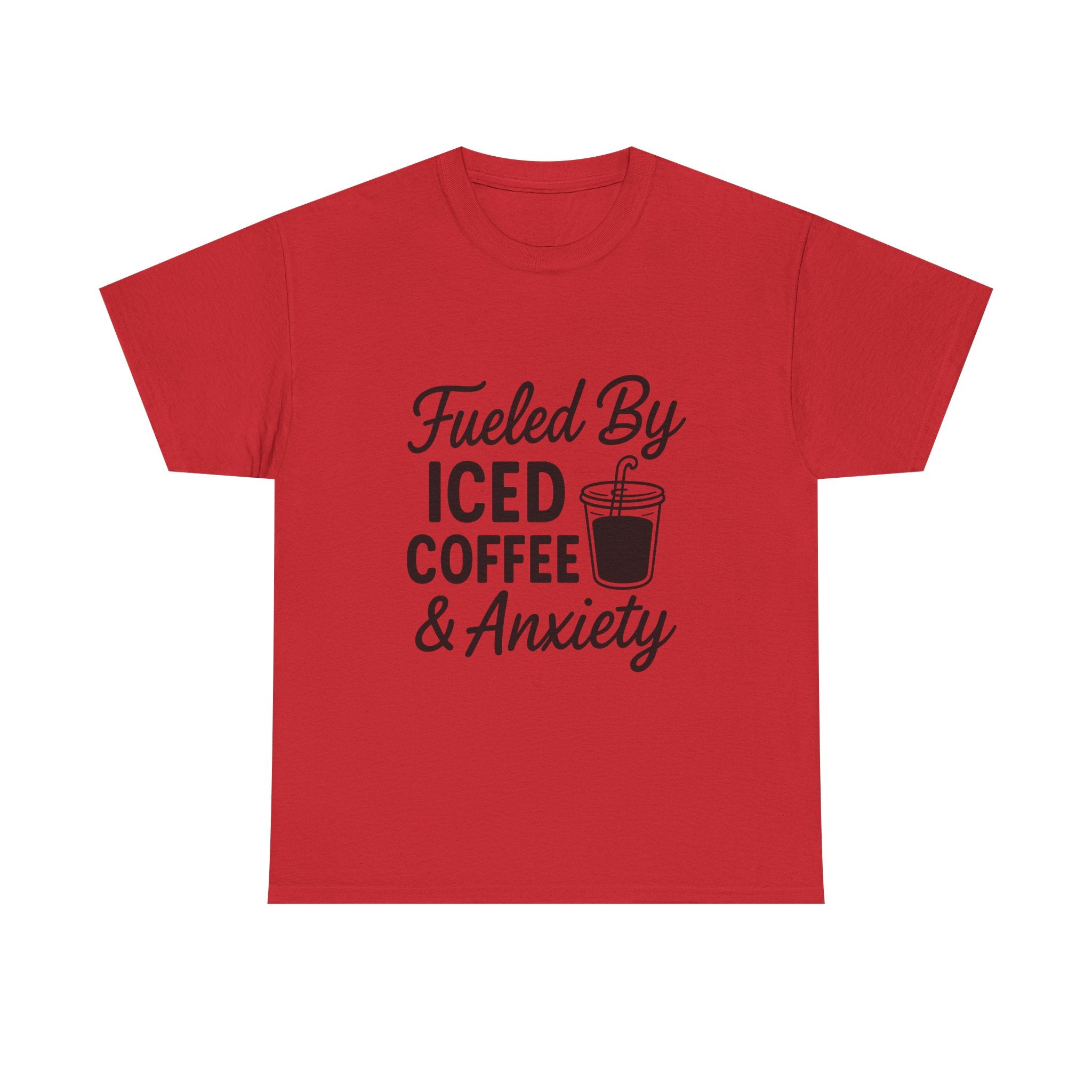 Fueled By Iced Coffee And Anxiety T-Shirt | Coffee Lover Gift | Graphic Tee