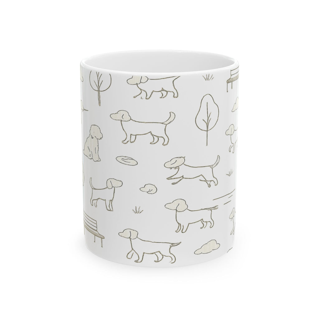 Delicate Dogs At Park Full Wrap Coffee Mug | Dogs Gift | Ceramic Mug
