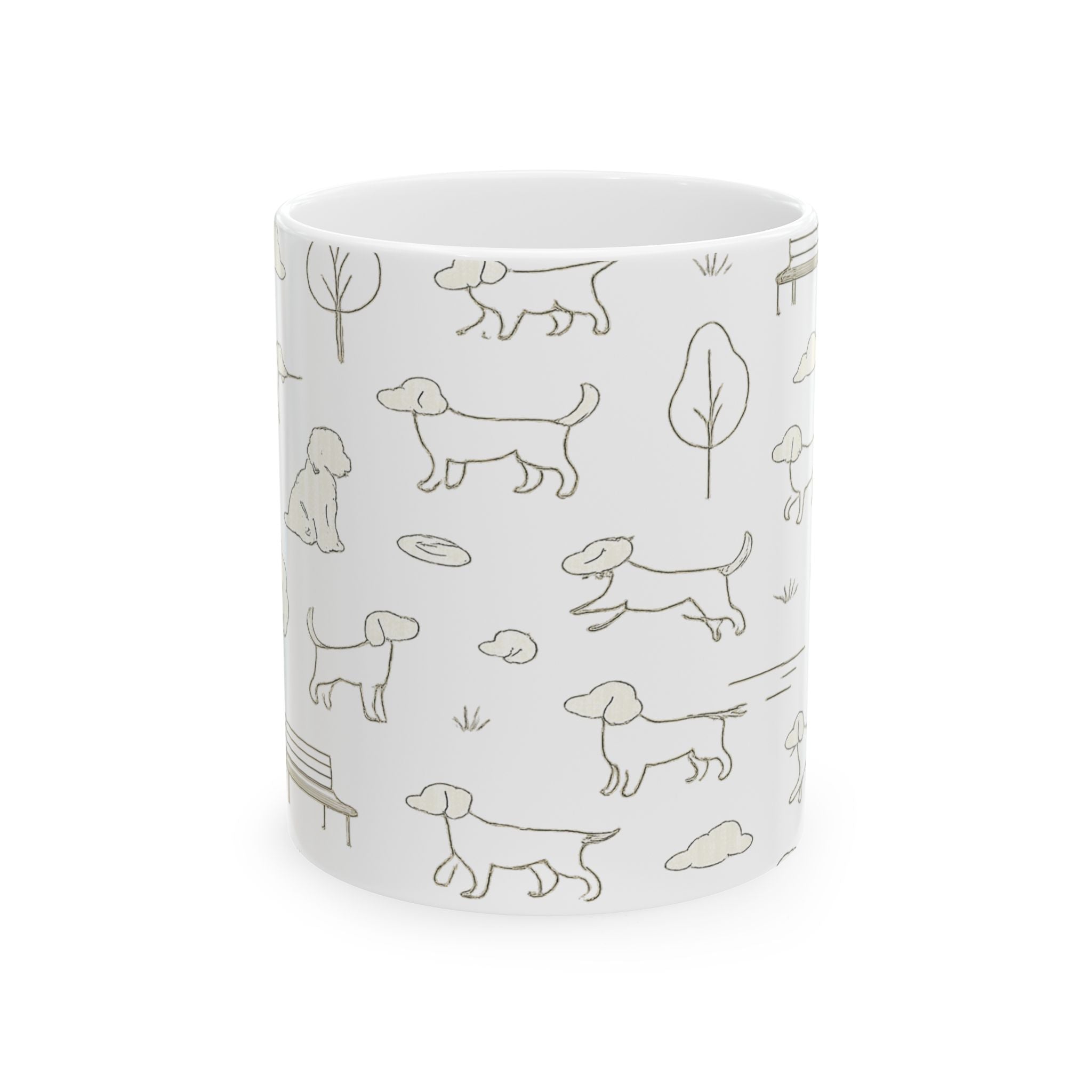 Delicate Dogs At Park Full Wrap Coffee Mug | Dogs Gift | Ceramic Mug