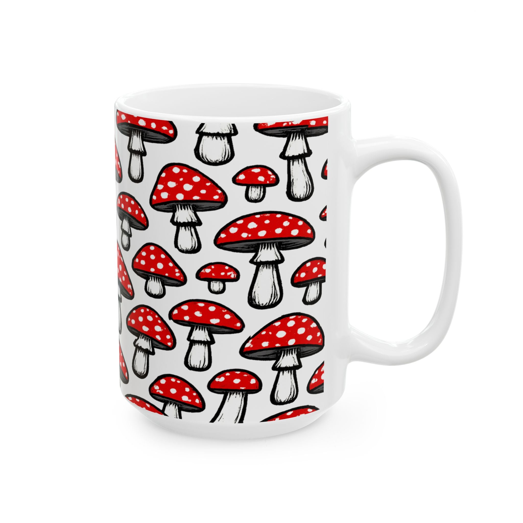 Bold Fly Agaric Mushrooms Full Wrap Coffee Mug | Mushrooms Gift | Ceramic Mug