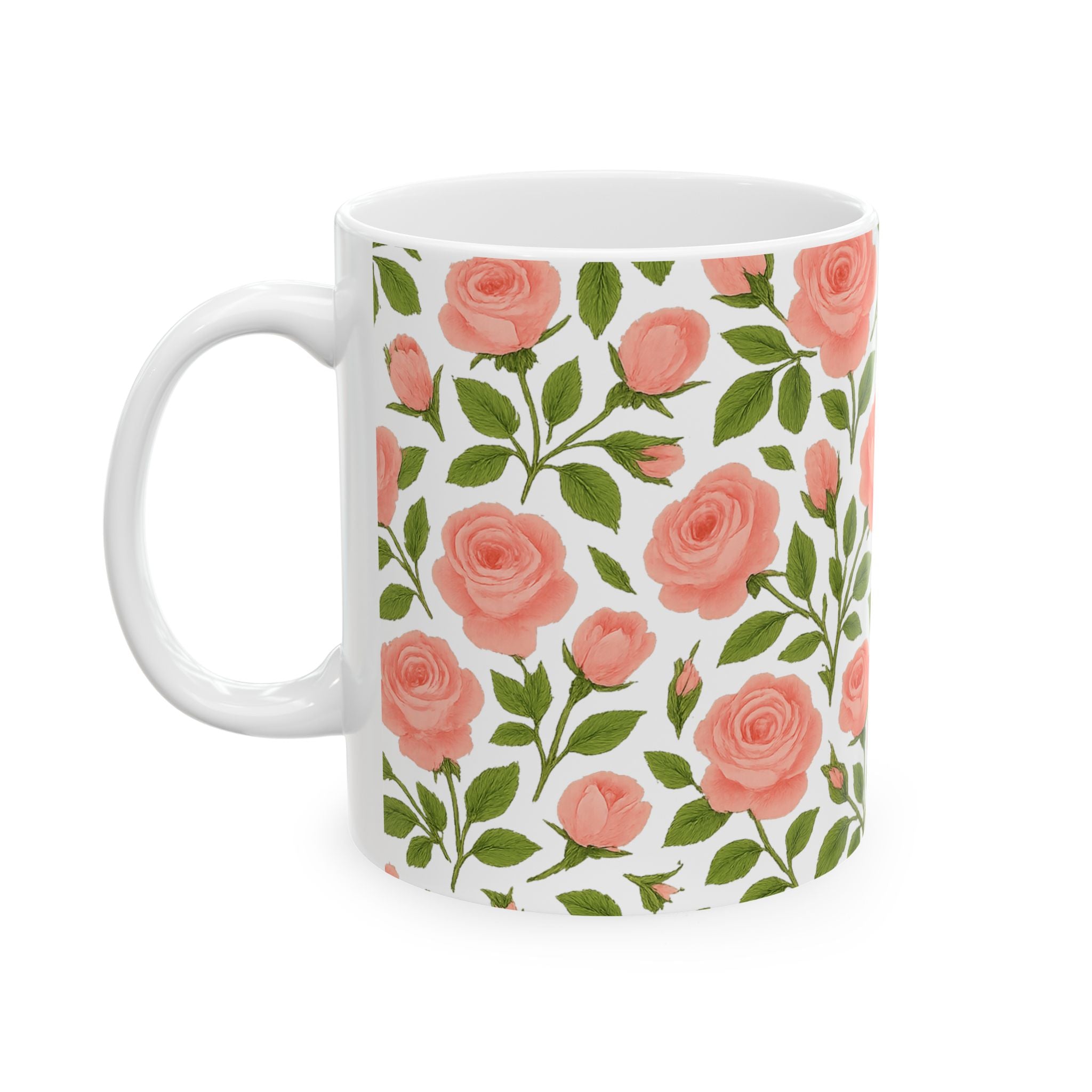 Pink Rose Garden Full Wrap Coffee Mug | Flowers Lover Gift | Ceramic Mug