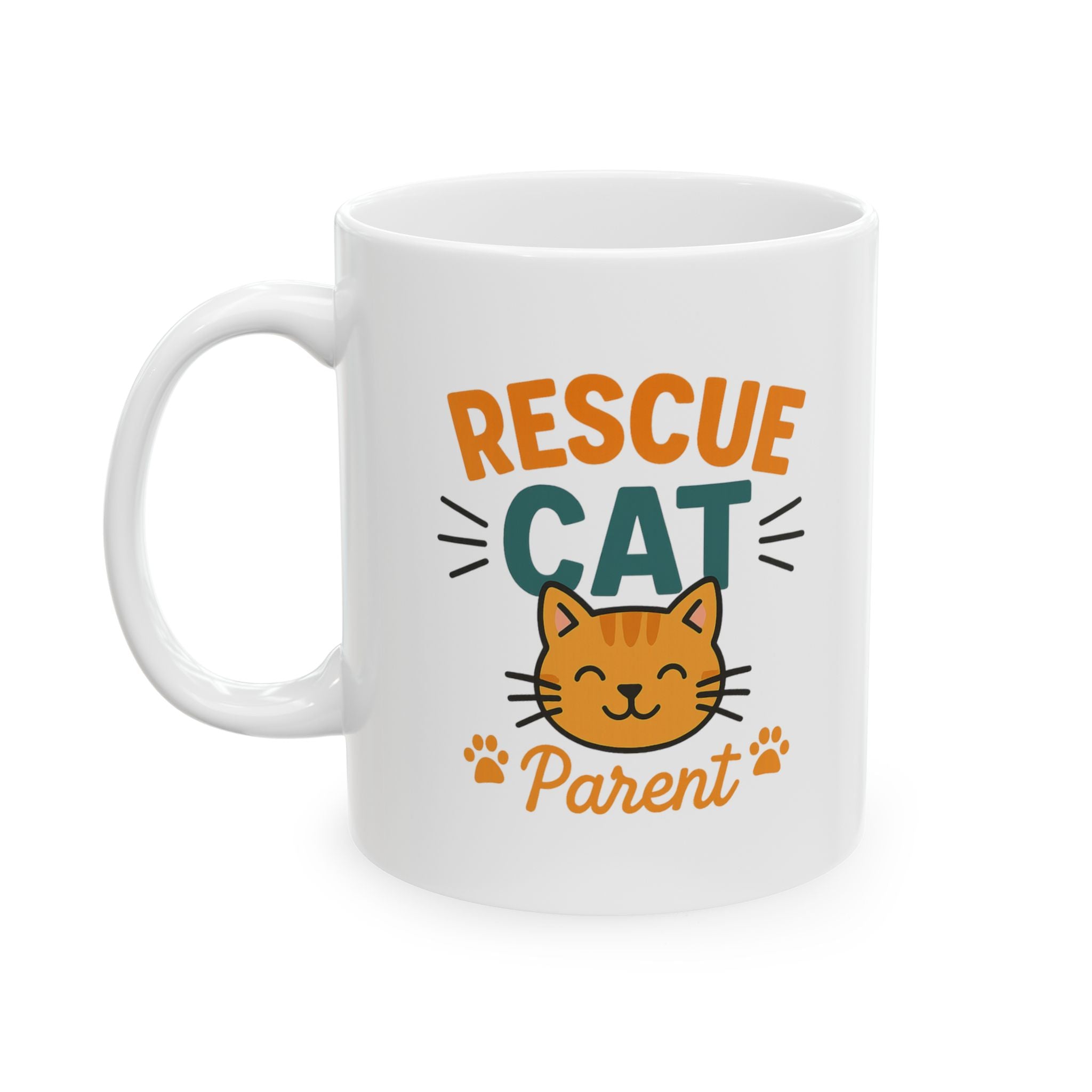 Saved By A Rescue Cat Coffee Mug | Funny Rescue Pet Gift | Ceramic Mug