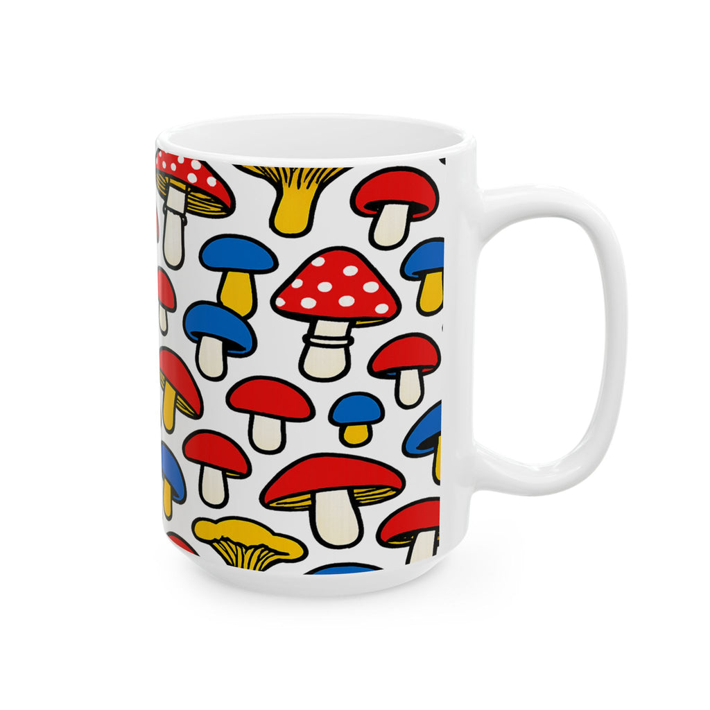 Bold Forest Mushrooms Full Wrap Coffee Mug | Mushrooms Gift | Ceramic Mug