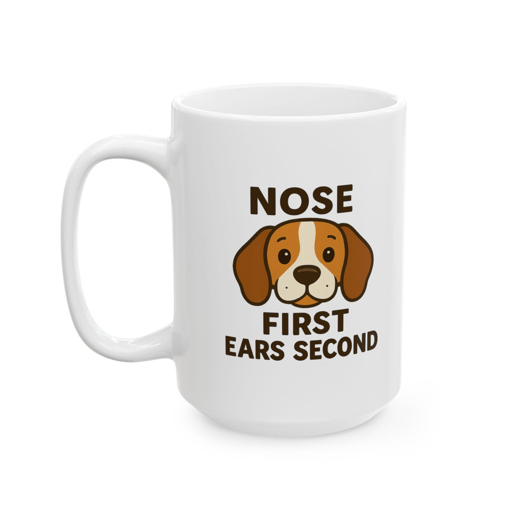 Beagle Dad Nose First Ears Second Coffee Mug | Gift for Dad | Ceramic Mug