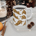 Vintage Stretching Cats Full Wrap Coffee Mug | Cats Gift | Ceramic Mug