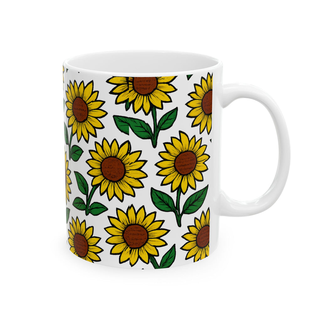 Bold Sunflower Field Full Wrap Coffee Mug | Flowers Gift | Ceramic Mug