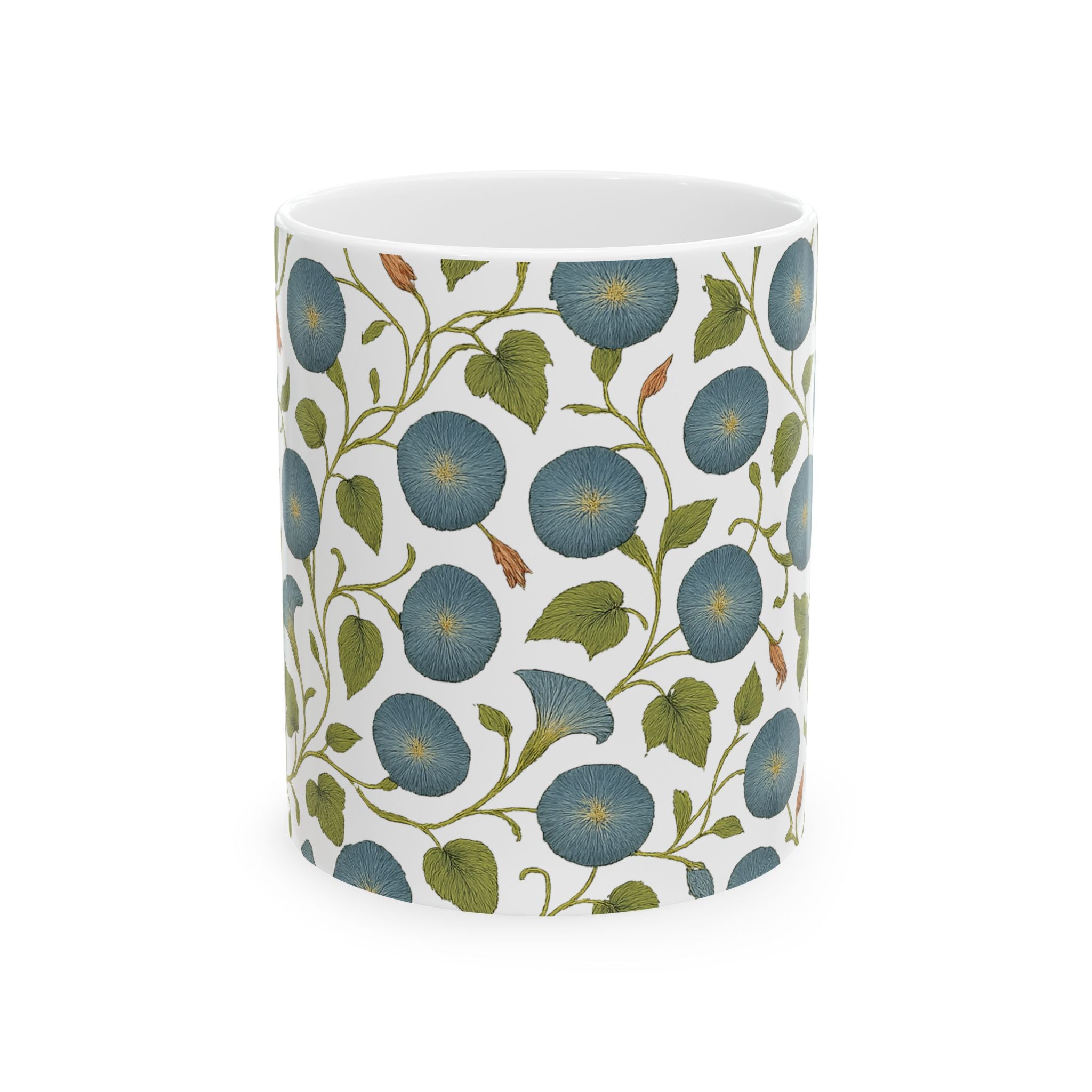 Vintage Morning Glory Vine Full Wrap Coffee Mug | Flowers Gift | Ceramic Mug
