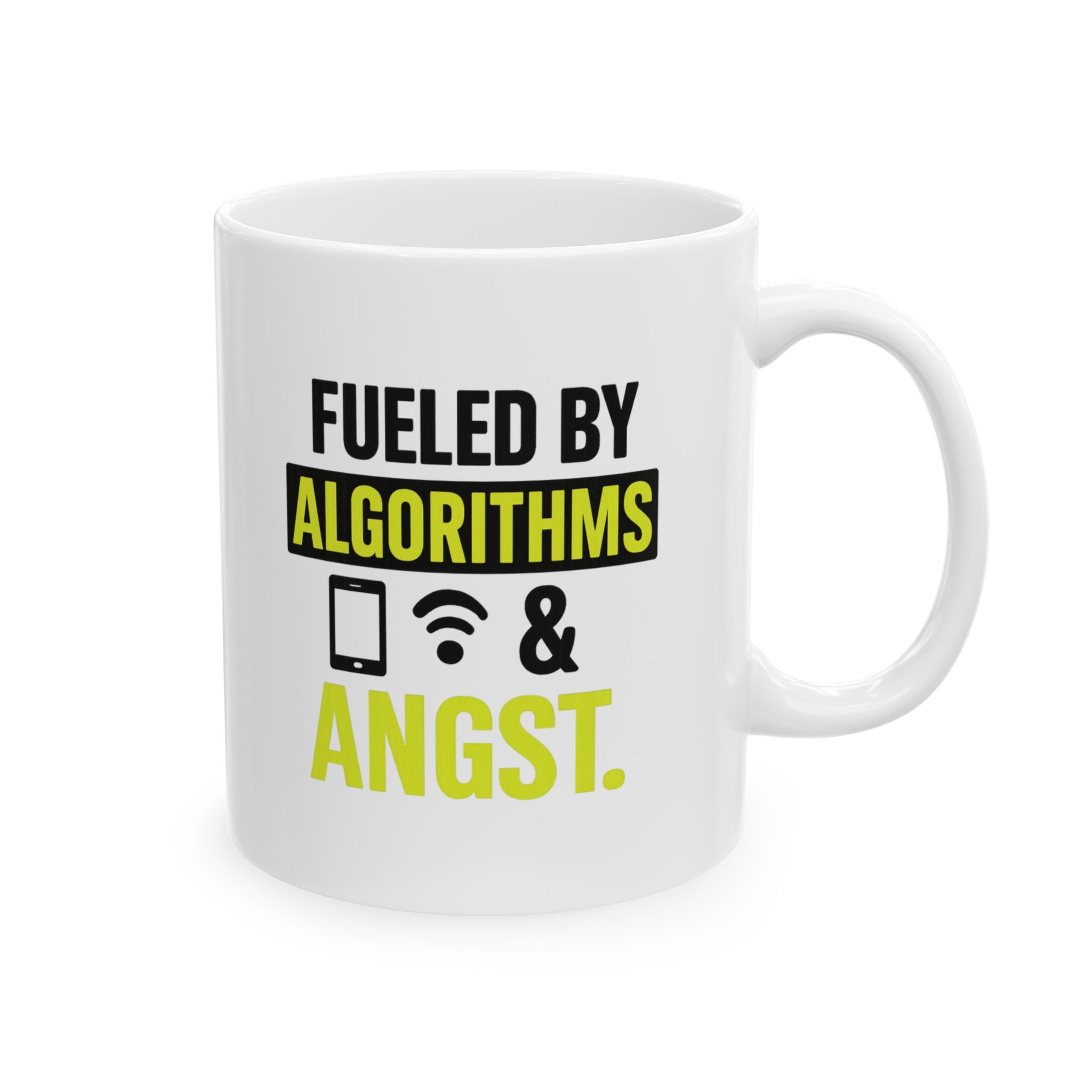 Content Creator Fueled By Algorithms And Angst Coffee Mug | Unique Gift | Ceramic Mug