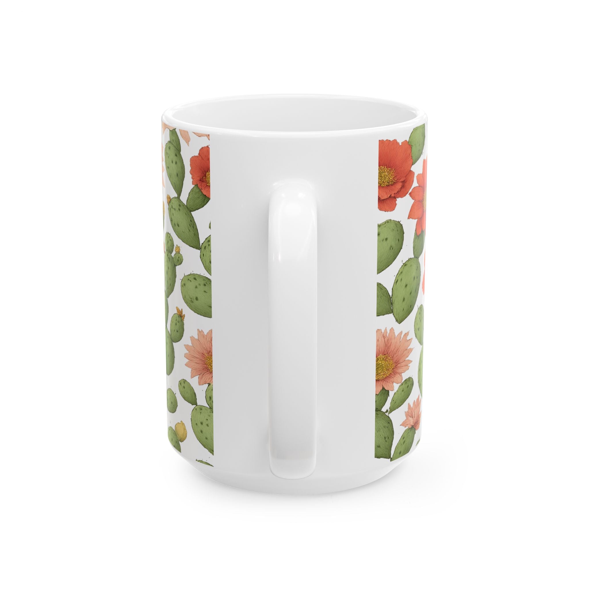 Botanical Blooming Cactus Flowers Pattern Coffee Mug | Cactus Lover Gift | Ceramic Mug