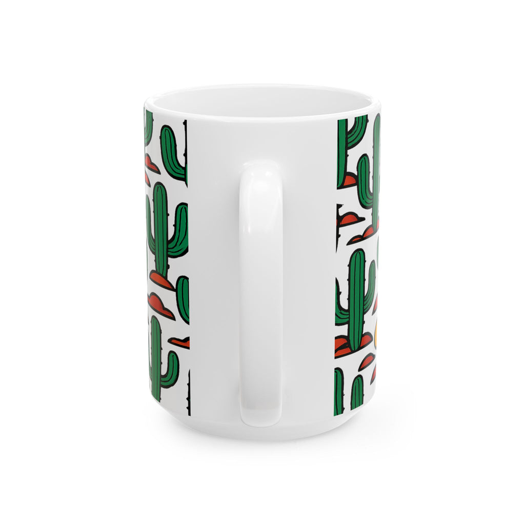 Bold Saguaro Cactus Desert Pattern Coffee Mug | Cactus Lover Gift | Ceramic Mug