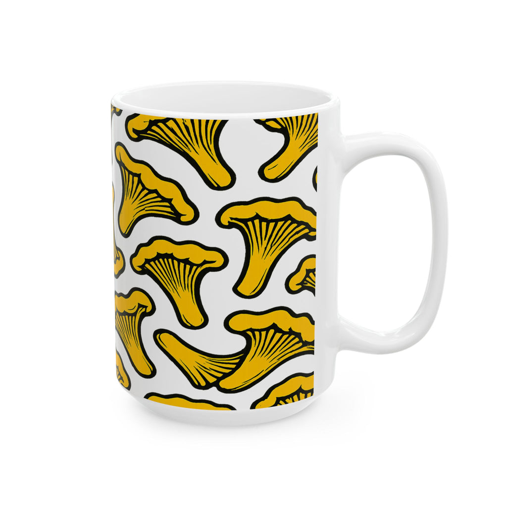Bold Chanterelle Mushrooms Full Wrap Coffee Mug | Mushrooms Gift | Ceramic Mug