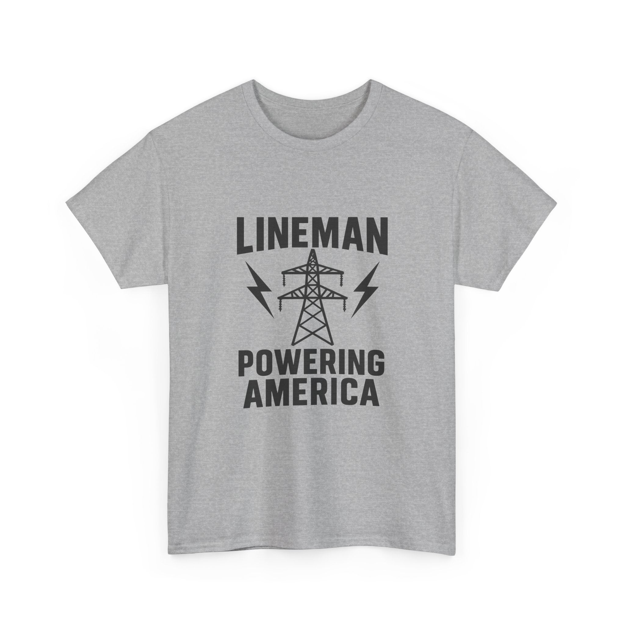 Lineman Powering America Electrician T-Shirt | Unique Gift | Graphic Tee