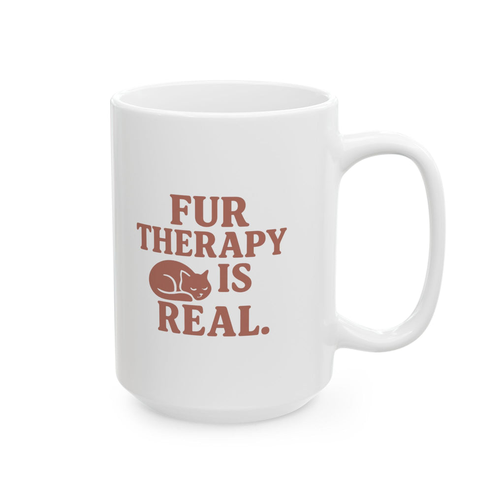 Cat Mom Fur Therapy Is Real Coffee Mug | Cat Lover Gift | Ceramic Mug