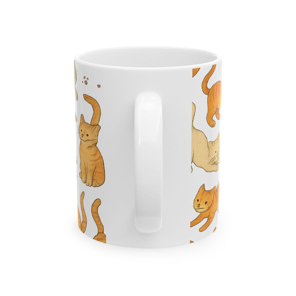 Botanical Playful Cats Full Wrap Coffee Mug | Cats Gift | Ceramic Mug