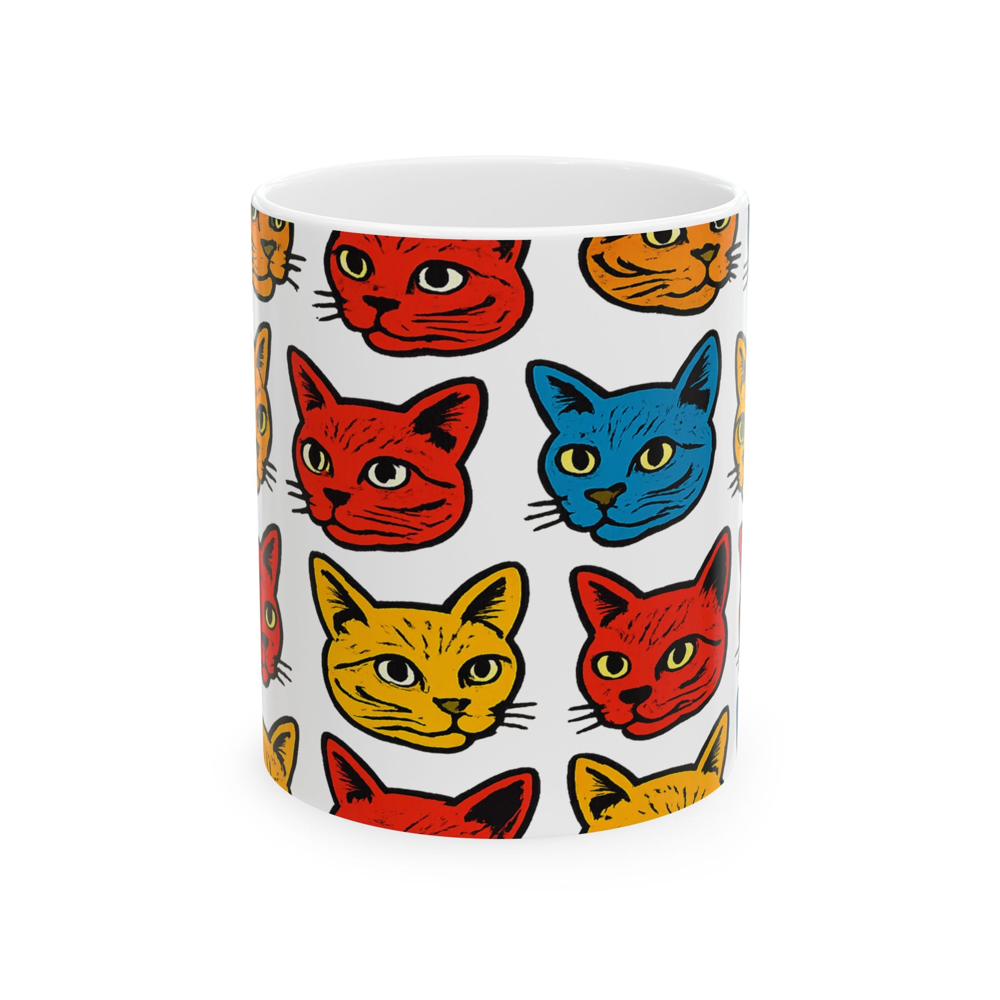 Bold Cat Faces Full Wrap Coffee Mug | Cats Gift | Ceramic Mug