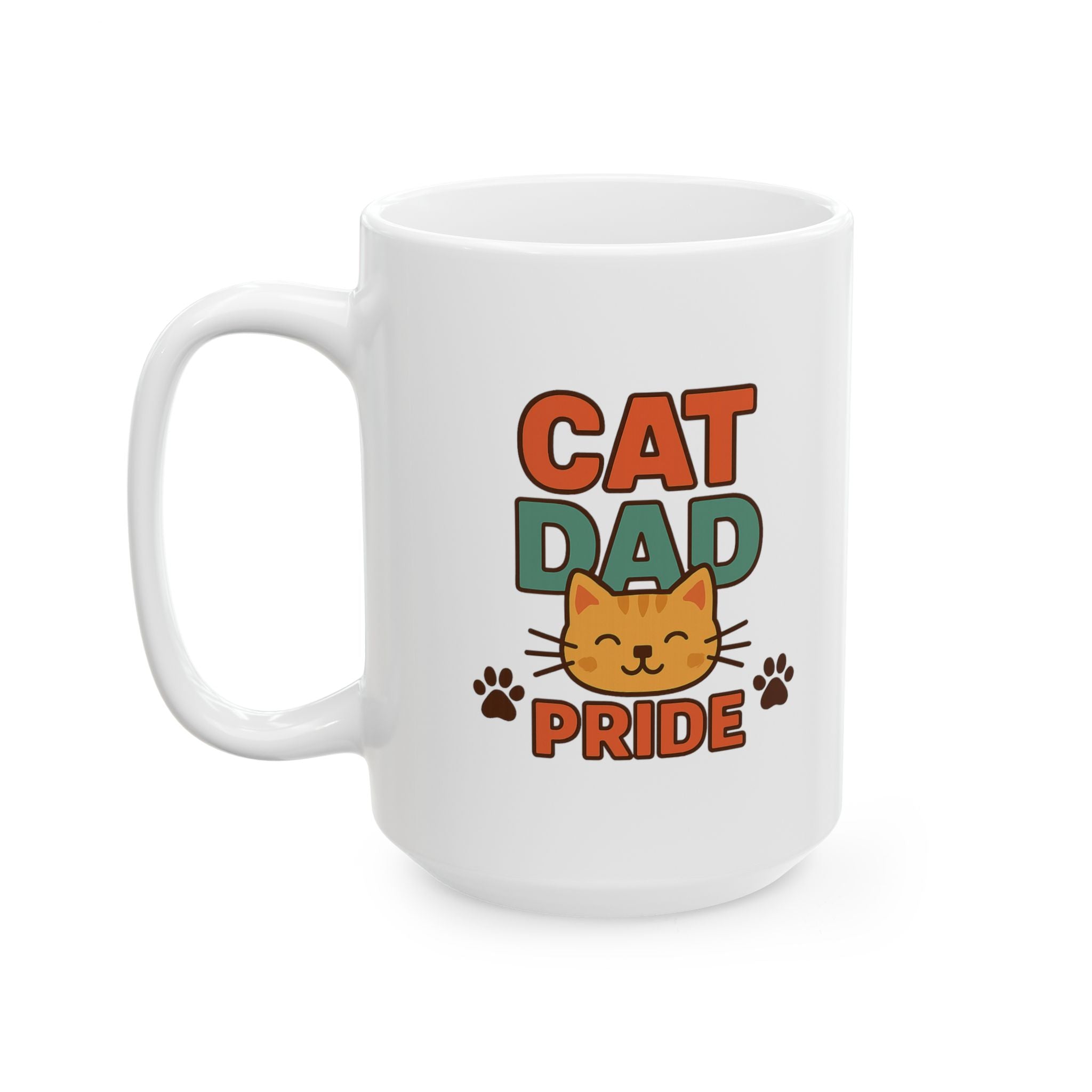 Cat Dad Fueled By Coffee Coffee Mug | Funny Cat Gift | Ceramic Mug