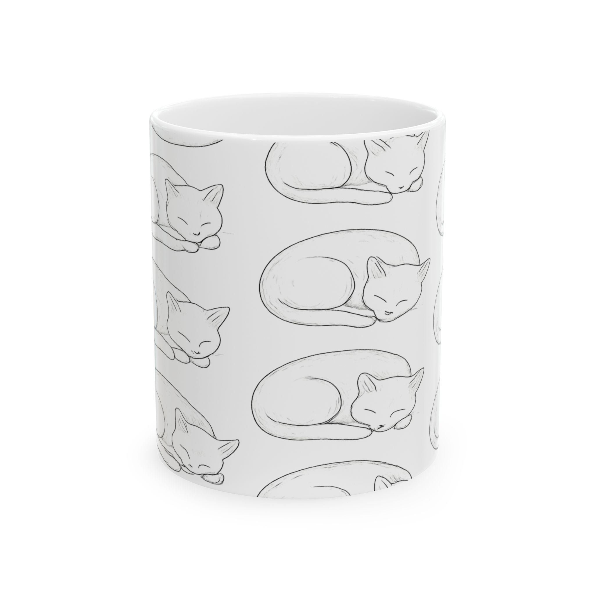 Delicate Sleeping Cats Full Wrap Coffee Mug | Cats Gift | Ceramic Mug