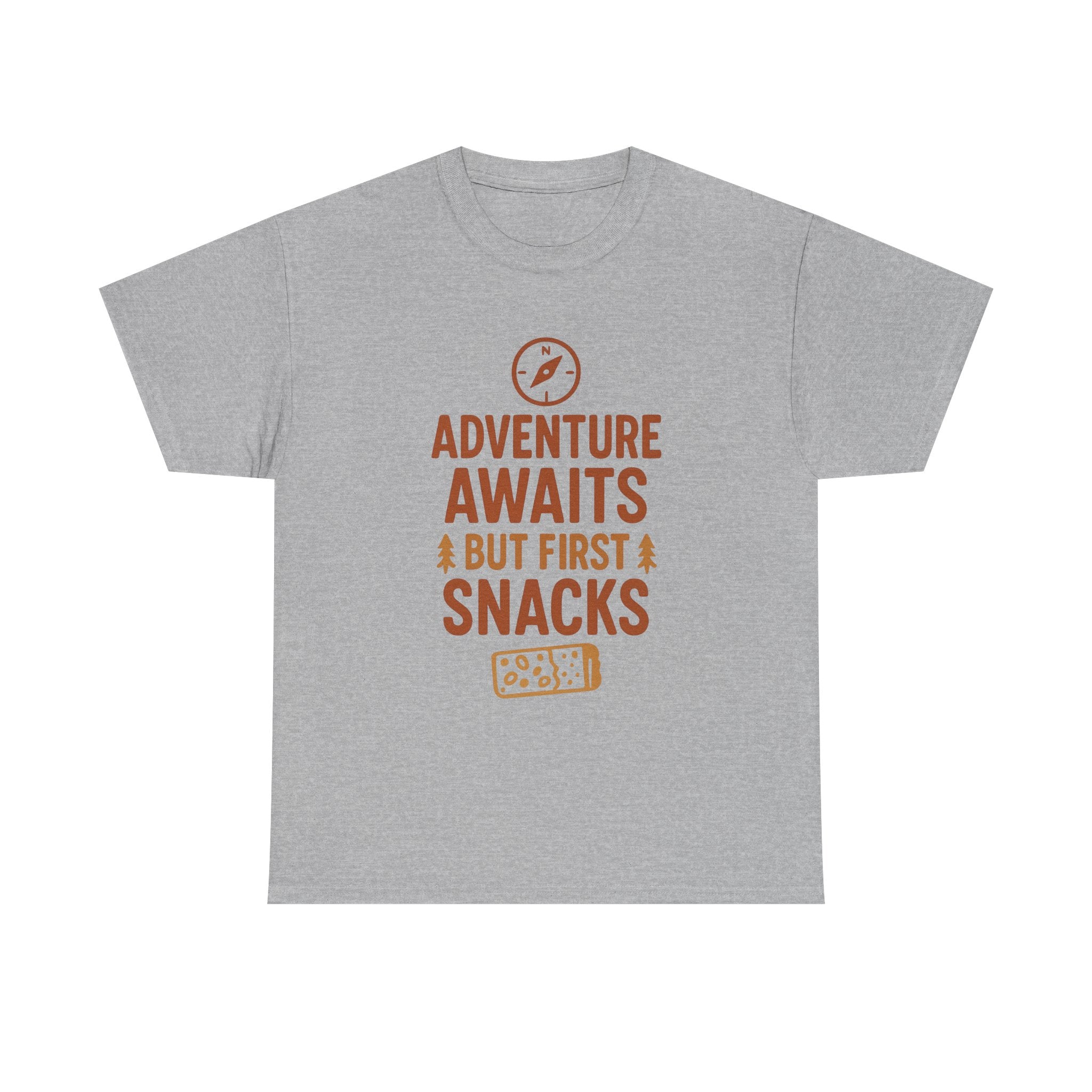 Adventure Awaits But First Snacks T-Shirt | Unique Gift | Graphic Tee