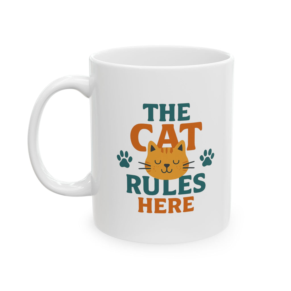 Cats Make The Rules Here Coffee Mug | Funny Cat Owner Humor | Ceramic Mug