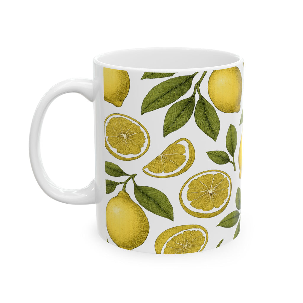 Botanical Lemons Full Wrap Coffee Mug | Fruit Gift | Ceramic Mug