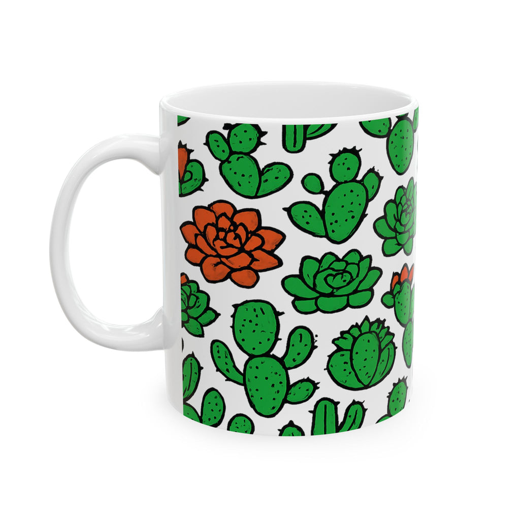 Bold Desert Garden Succulents Pattern Coffee Mug | Cactus Lover Gift | Ceramic Mug