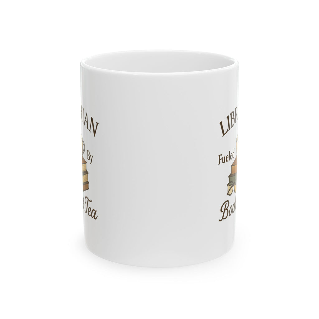 Librarian Fueled By Books And Tea Coffee Mug | Unique Gift | Ceramic Mug