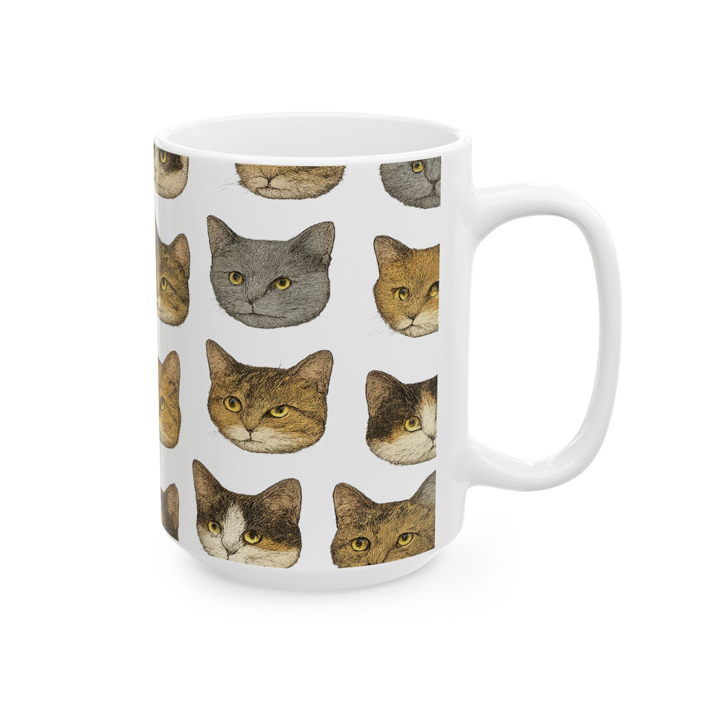 Botanical Cat Faces Full Wrap Coffee Mug | Cats Gift | Ceramic Mug