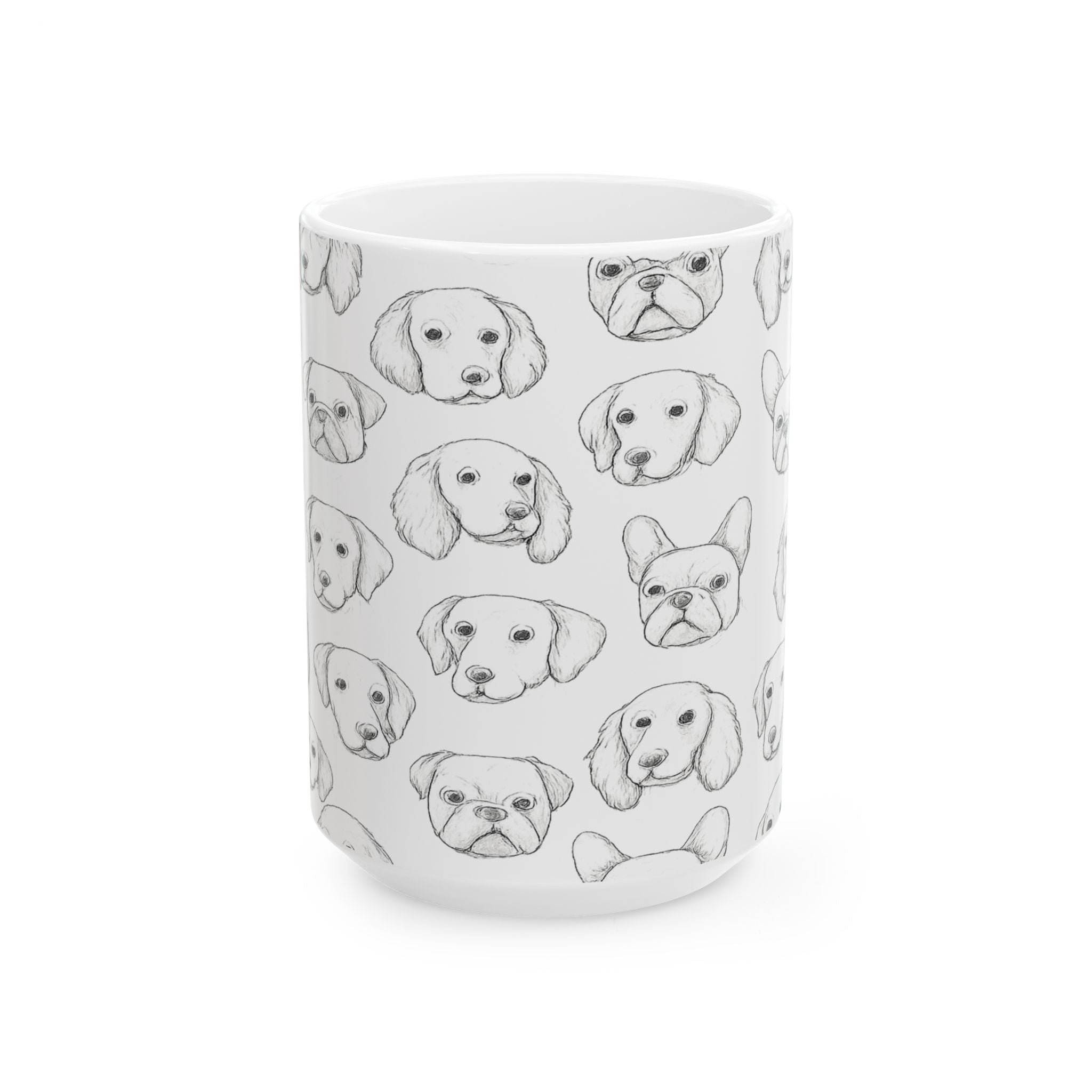 Delicate Dog Faces Full Wrap Coffee Mug | Dogs Gift | Ceramic Mug