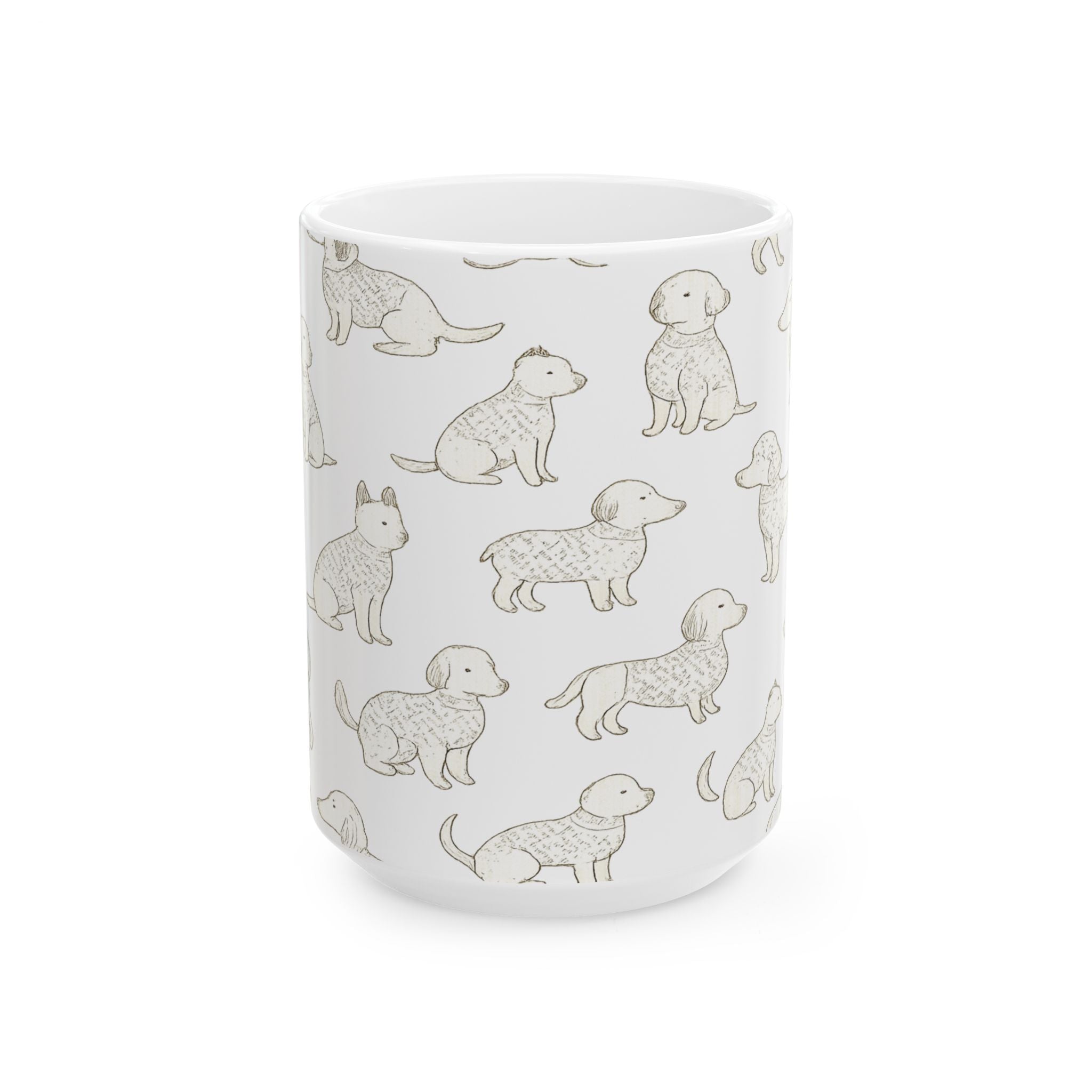 Delicate Dogs In Sweaters Full Wrap Coffee Mug | Dogs Gift | Ceramic Mug