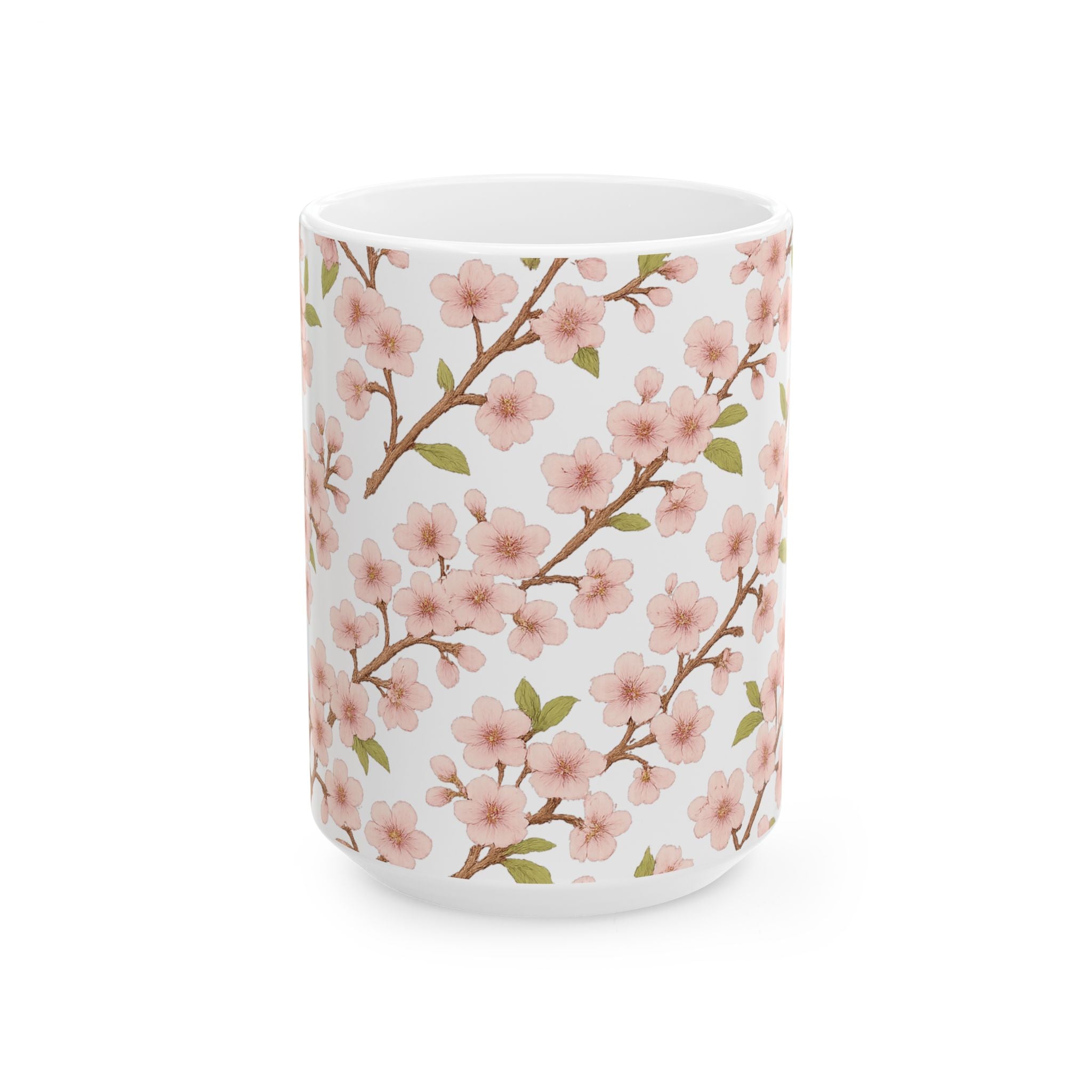 Botanical Cherry Blossom Branches Full Wrap Coffee Mug | Flowers Gift | Ceramic Mug