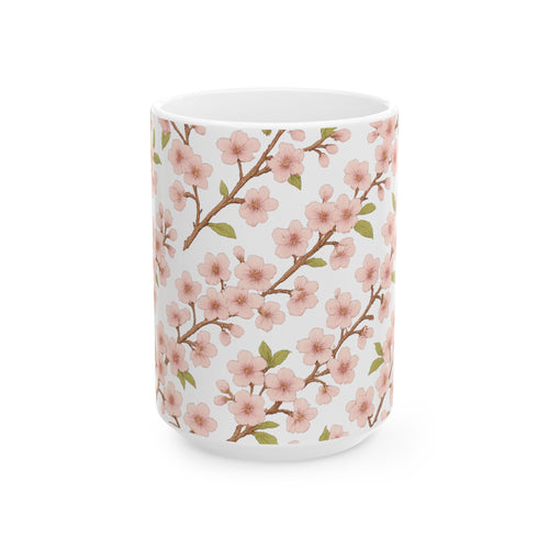 Botanical Cherry Blossom Branches Full Wrap Coffee Mug | Flowers Gift | Ceramic Mug
