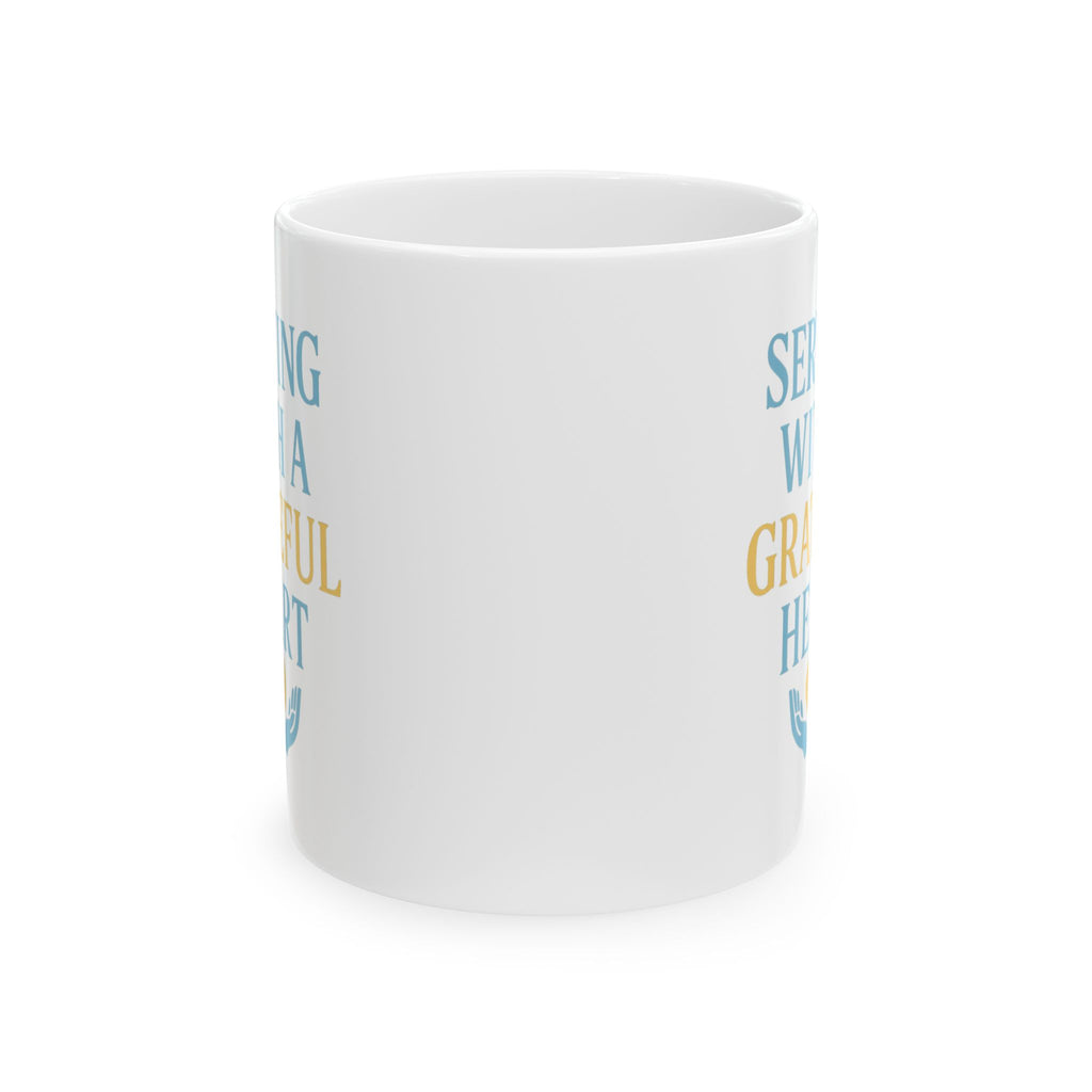 Church Volunteer Serving With A Grateful Heart Coffee Mug | Unique Gift | Ceramic Mug