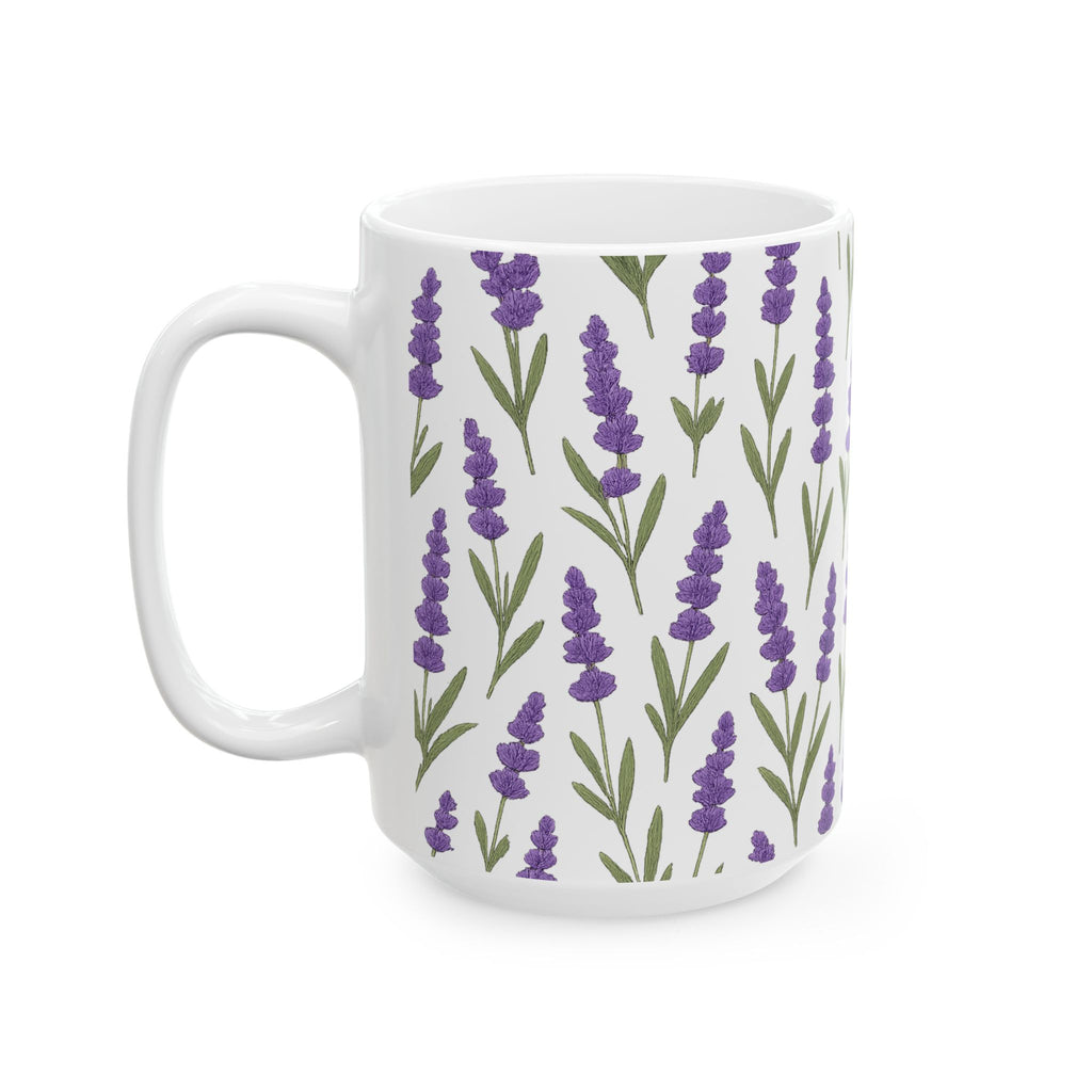 Botanical Lavender Sprigs Full Wrap Coffee Mug | Flowers Gift | Ceramic Mug