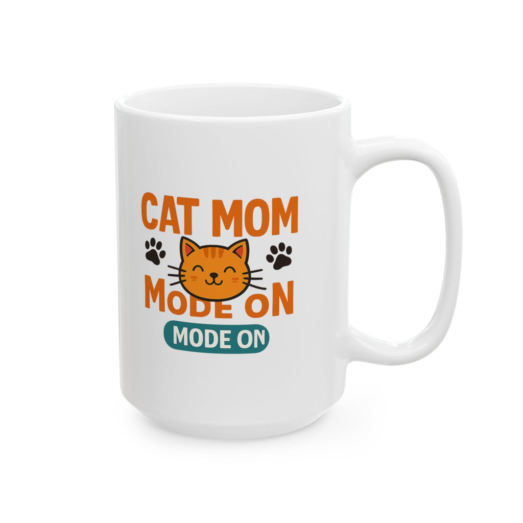 Fueled By Coffee And Cat Cuddles Coffee Mug | Cat Mom Gift | Ceramic Mug