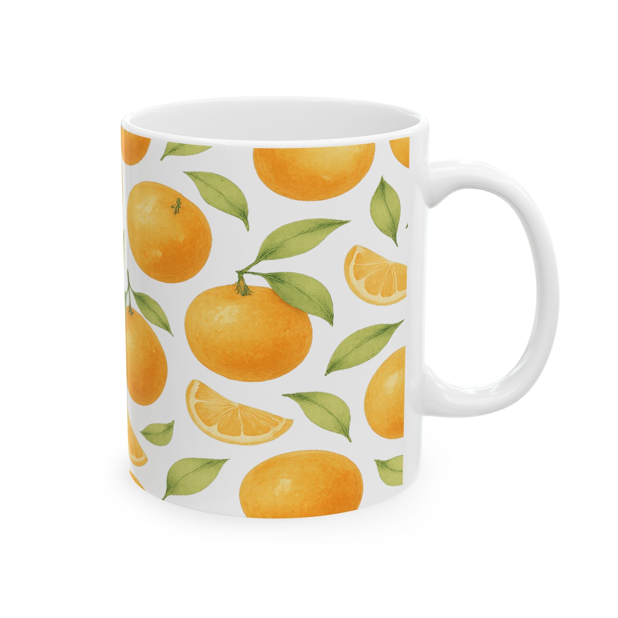 Watercolor Oranges Full Wrap Coffee Mug | Fruit Gift | Ceramic Mug