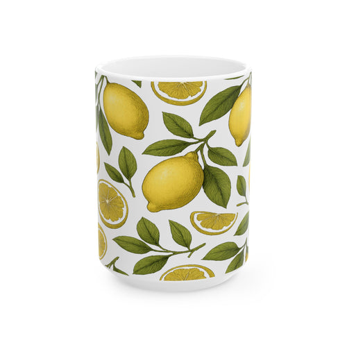 Botanical Lemons Full Wrap Coffee Mug | Fruit Gift | Ceramic Mug