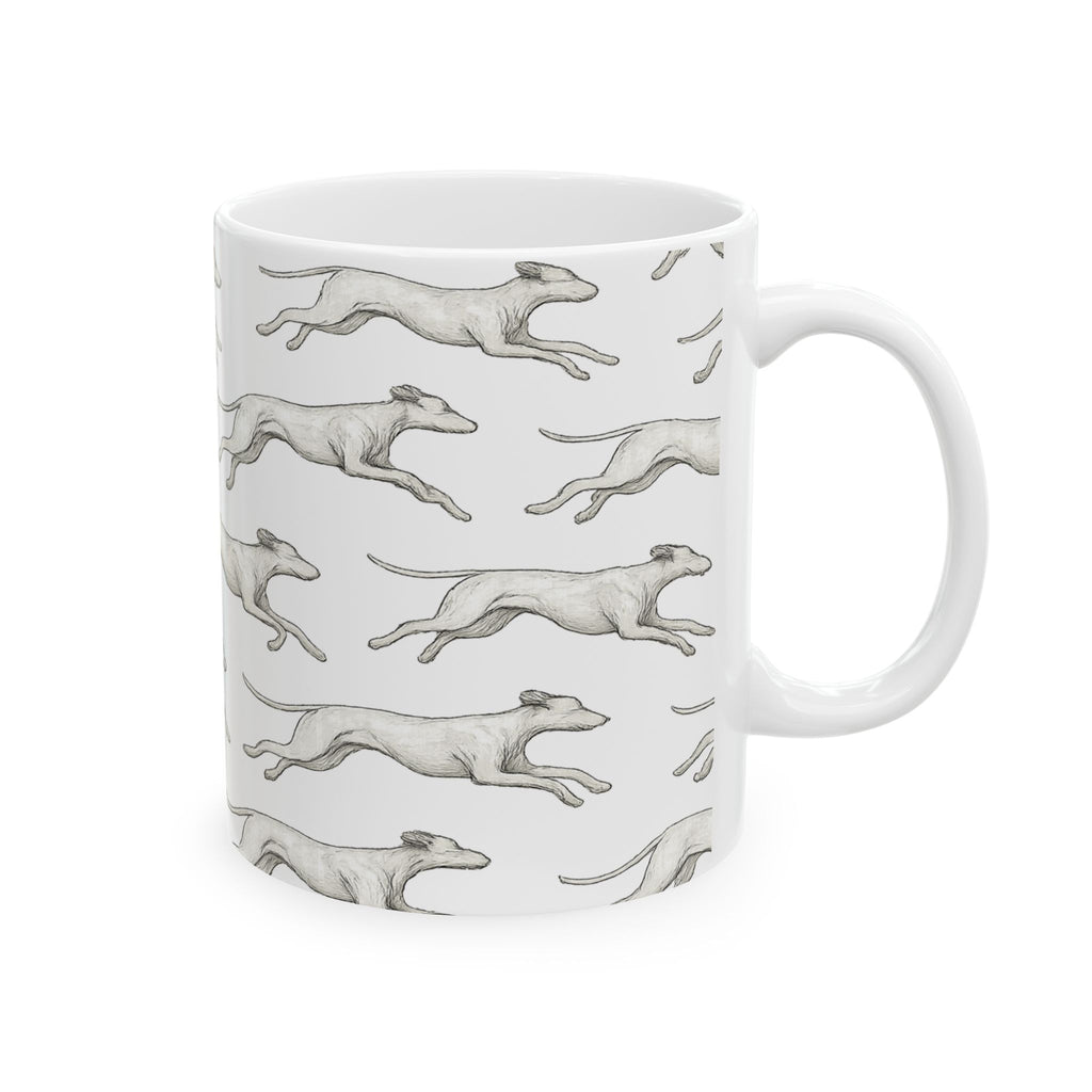 Delicate Running Dogs Full Wrap Coffee Mug | Dogs Gift | Ceramic Mug