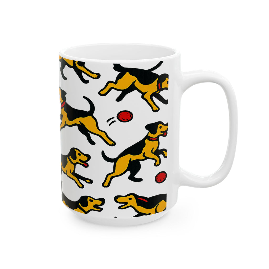 Bold Dogs Playing Fetch Full Wrap Coffee Mug | Dogs Gift | Ceramic Mug
