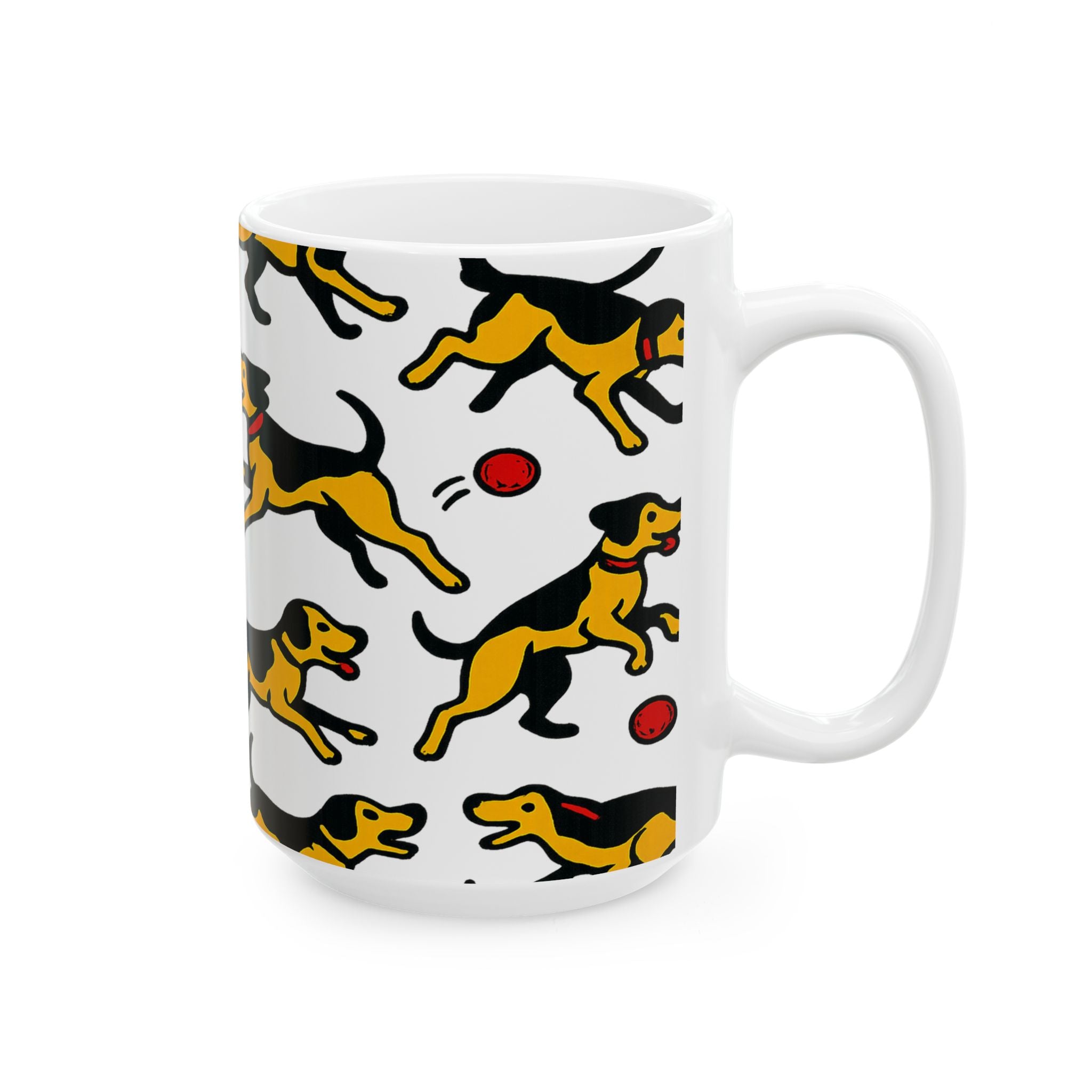 Bold Dogs Playing Fetch Full Wrap Coffee Mug | Dogs Gift | Ceramic Mug