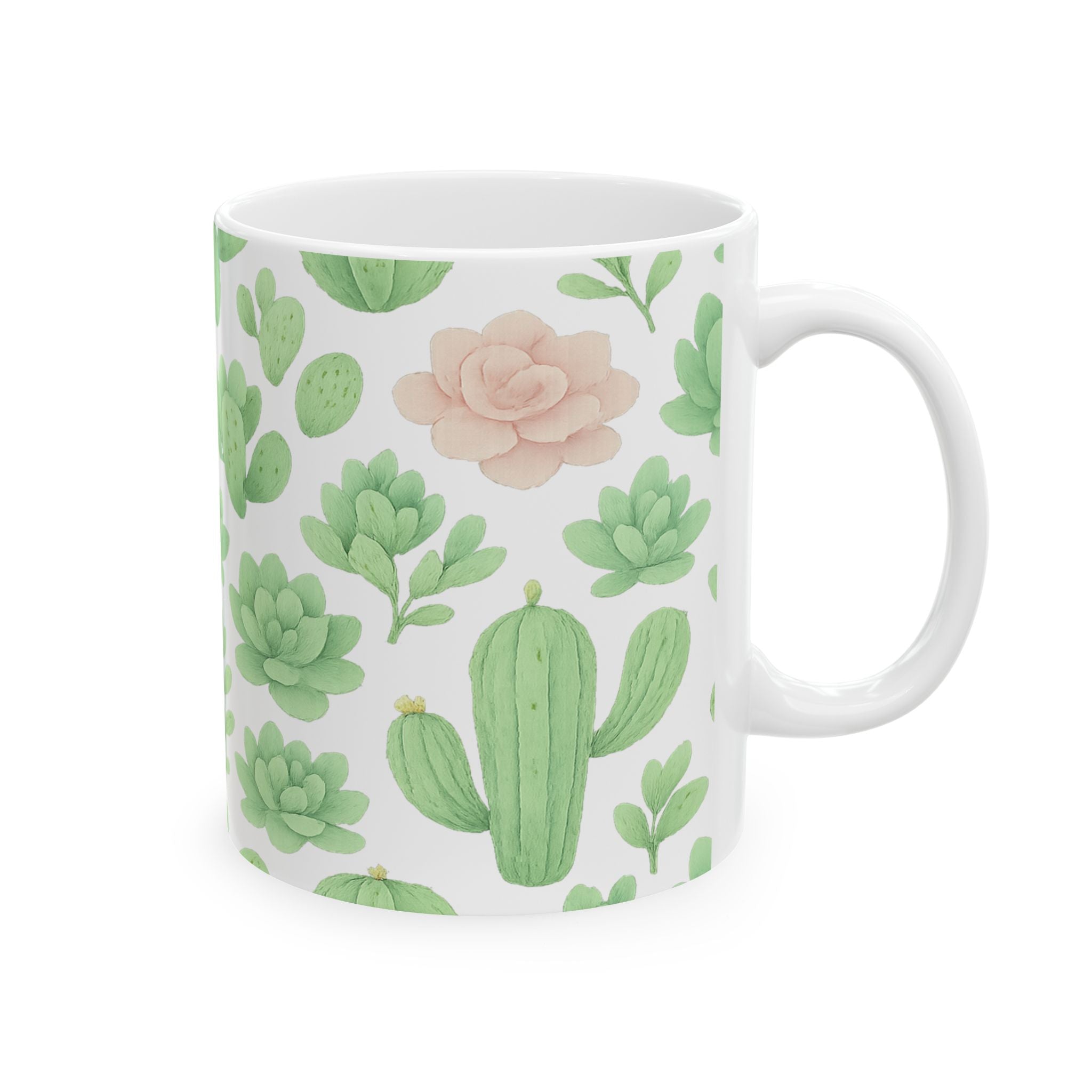 Watercolor Desert Garden Succulents Pattern Coffee Mug | Cactus Lover Gift | Ceramic Mug