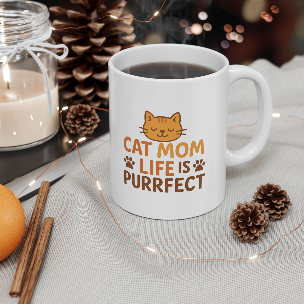 Cat Mom Life Is Purrfect Coffee Mug | Cat Lover Gift | Ceramic Mug