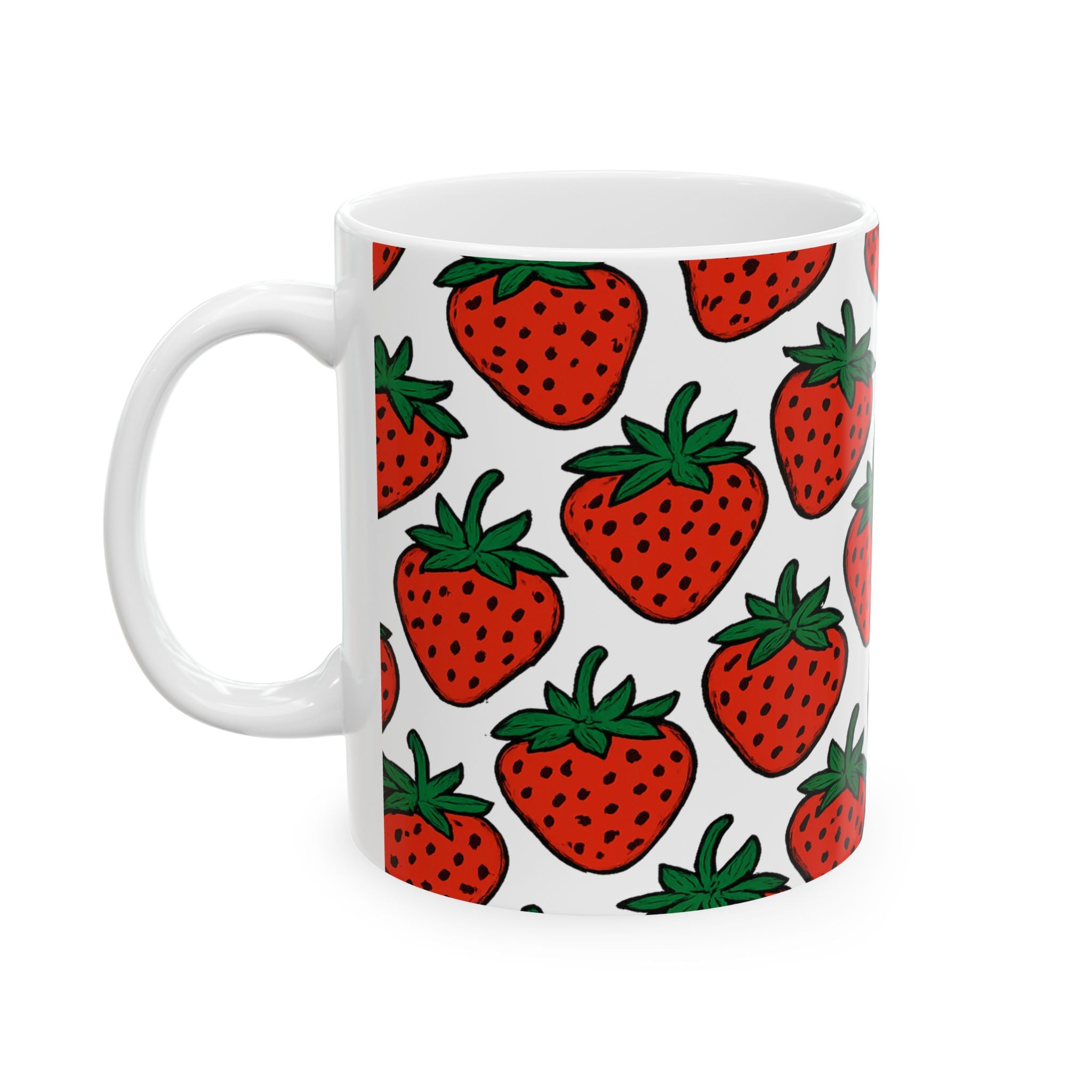 Bold Strawberries Pattern Coffee Mug | Fruit Lover Gift | Ceramic Mug